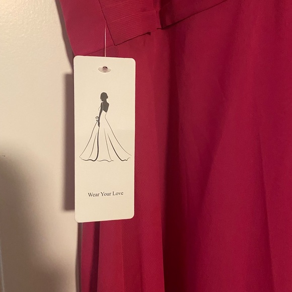 Fuchsia Prom Evening Dress with Ruffle - Picture 3 of 6